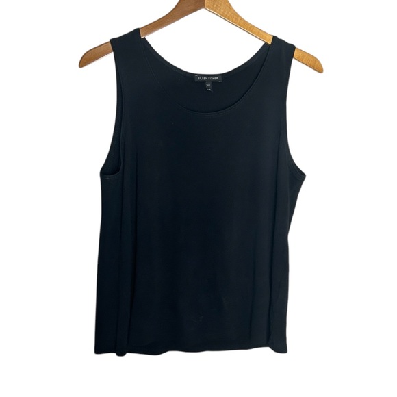 Eileen Fisher Silk Georgette Sleeveless Black Top Size M - Picture 2 of 6
